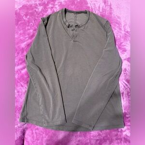 Brown Long Sleeve Henley Shirt #550